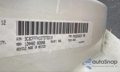 2013 Fiat 500 Abarth z USA, uszkodzony, nr VIN 3C3CFFFH1DT573319